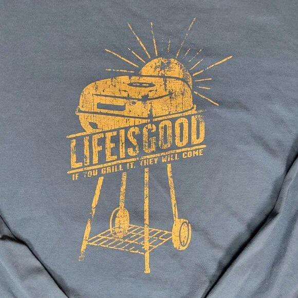 NWT Life Is Good Darkest Blue Men's Crusher L/S Vintage Grill Tee - M - Picture 2 of 10